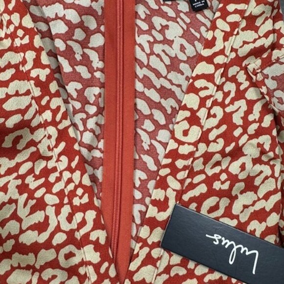 NWT Lulus Simply Love Beige and Red Leopard Print Satin Midi Dress - Picture 8 of 9